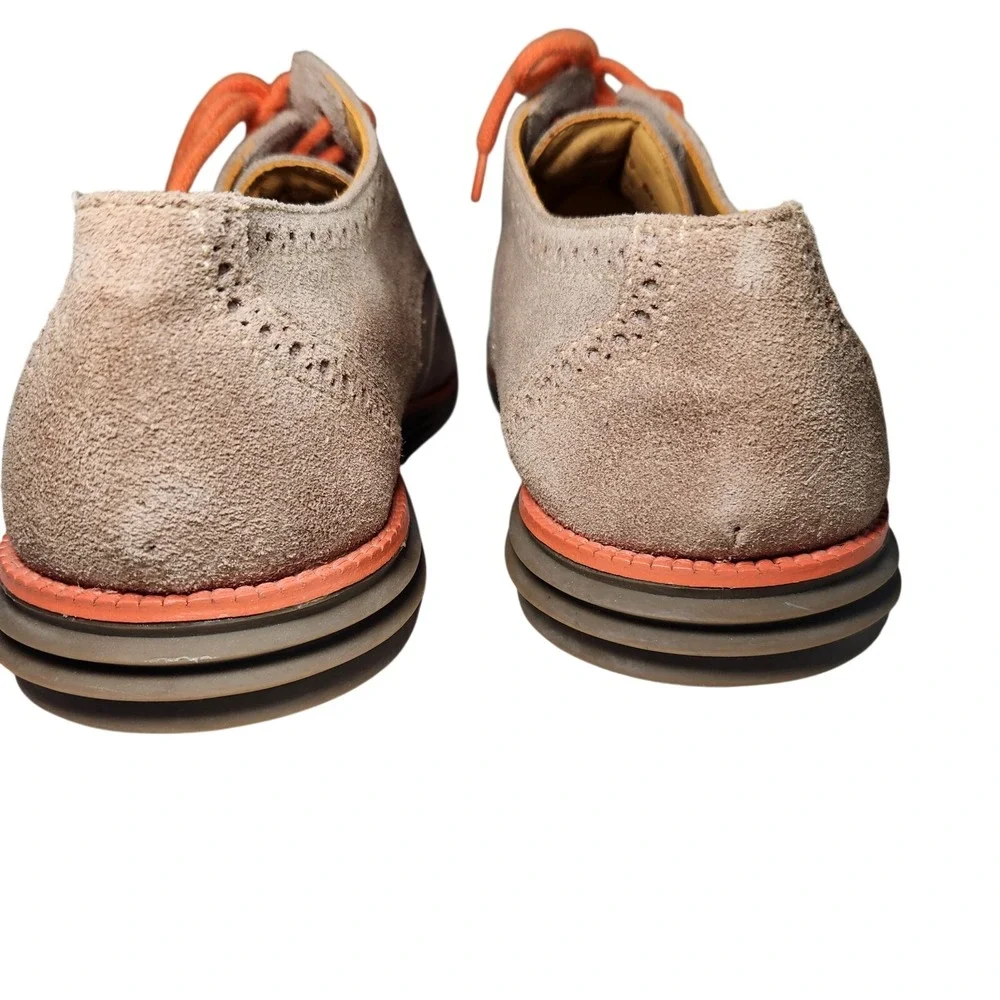 Sandro Moscoloni Suede‎ Wingtip Brogue Derby Oxfords Mens 10.5 D Brazil Orange